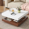 Table basse carrée rotative à 360° avec 3 plateaux amovibles et 2 niveaux de rangement