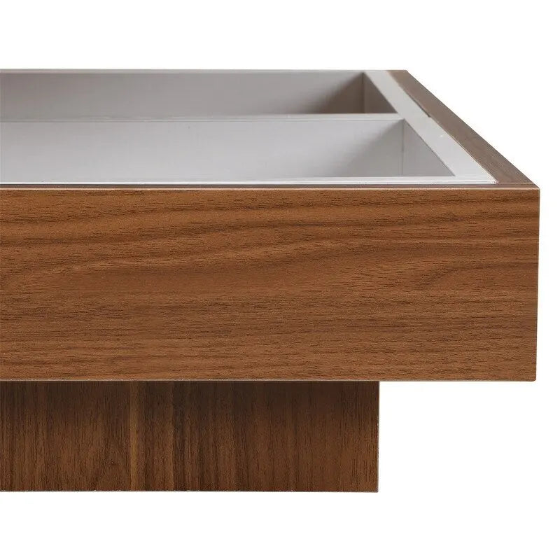 Table basse carrée rotative à 360° avec 3 plateaux amovibles et 2 niveaux de rangement