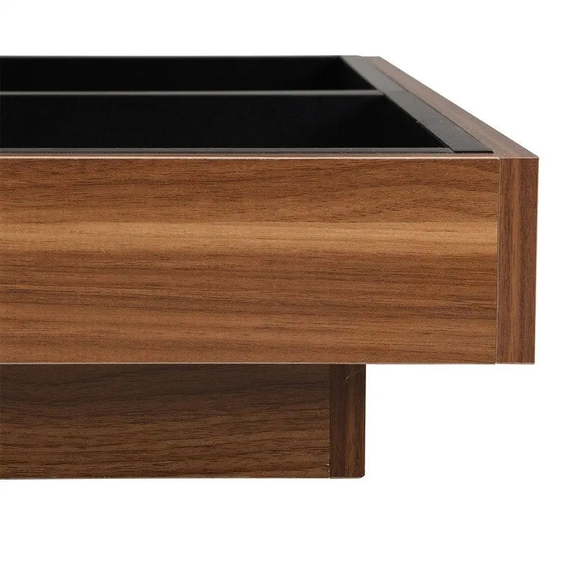Table basse carrée rotative à 360° avec 3 plateaux amovibles et 2 niveaux de rangement