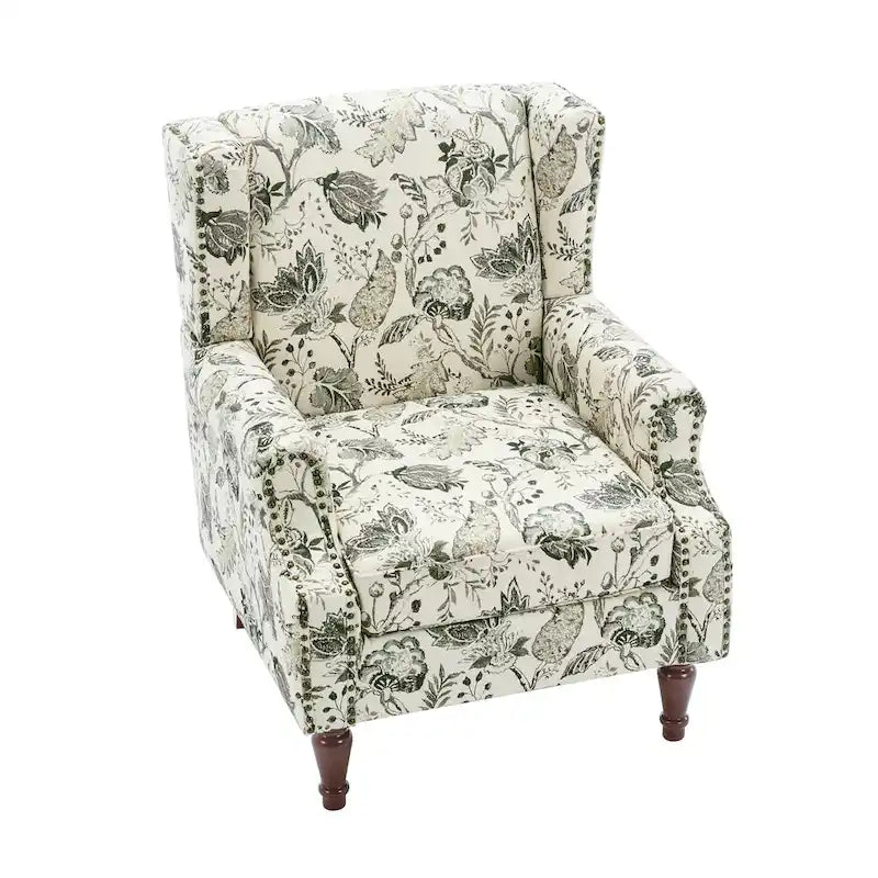 Fauteuil d'appoint à dossier haut avec clous décoratifs et coussin amovible