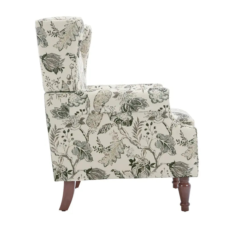 Fauteuil d'appoint à dossier haut avec clous décoratifs et coussin amovible