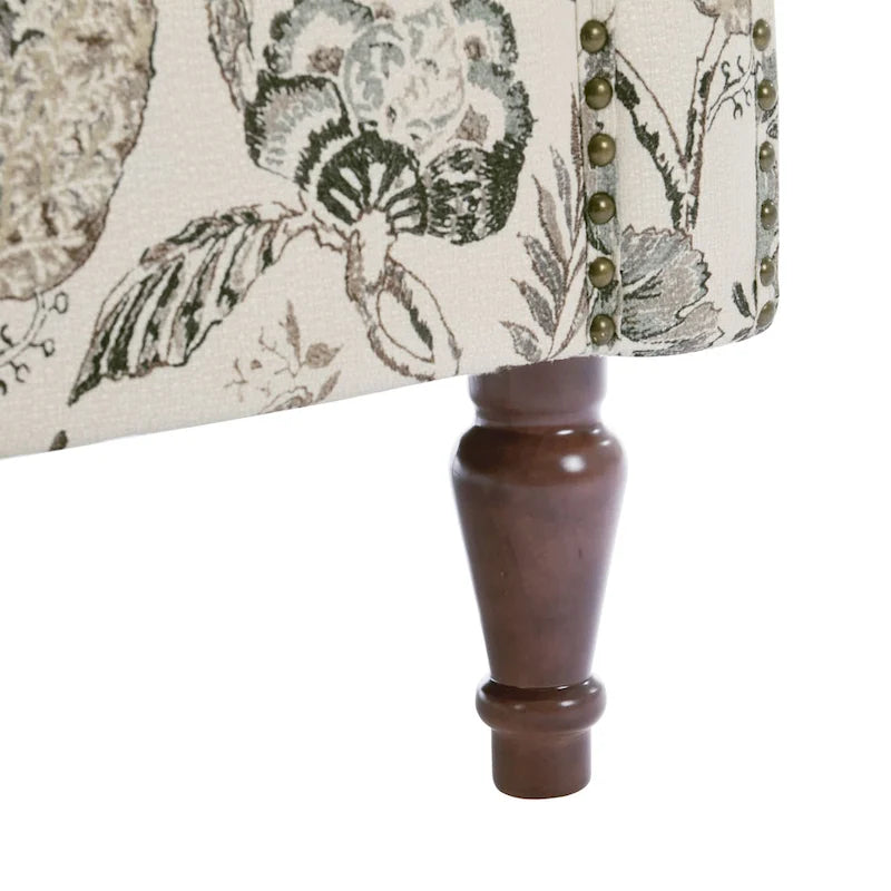Fauteuil d'appoint à dossier haut avec clous décoratifs et coussin amovible