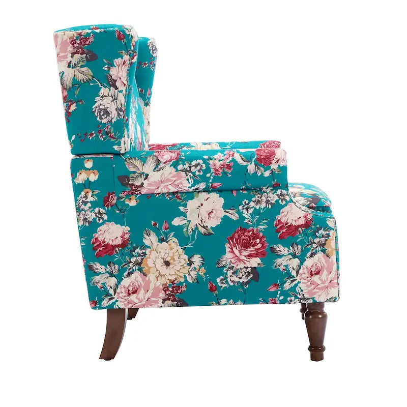 Fauteuil d'appoint à dossier haut avec clous décoratifs et coussin amovible