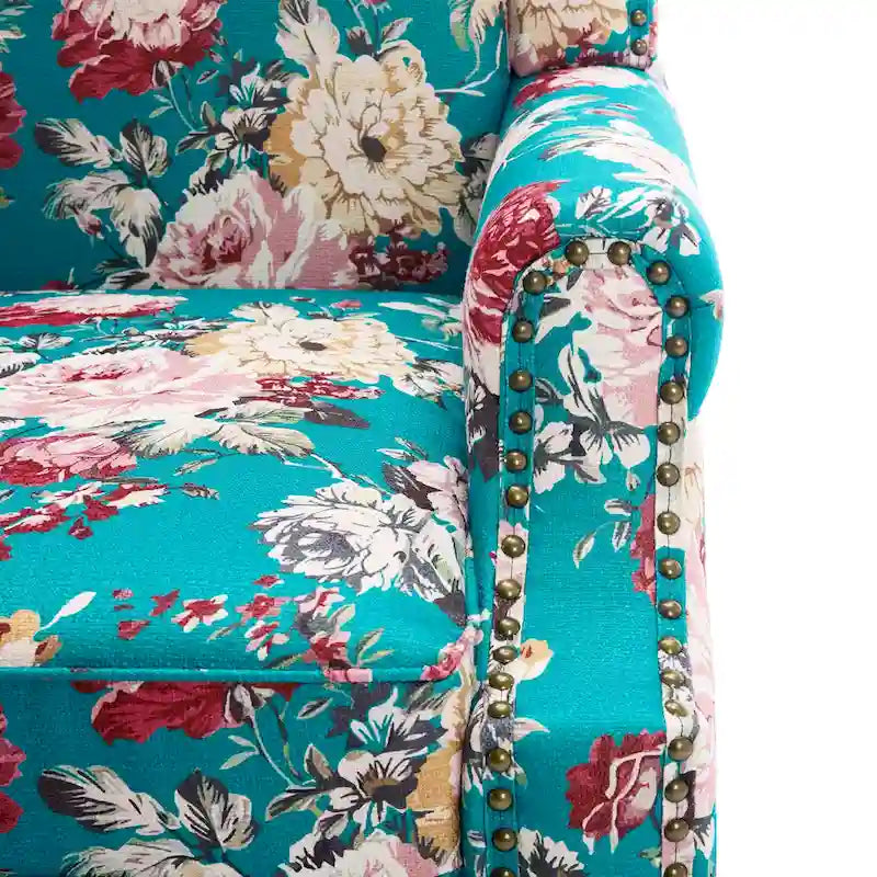 Fauteuil d'appoint à dossier haut avec clous décoratifs et coussin amovible