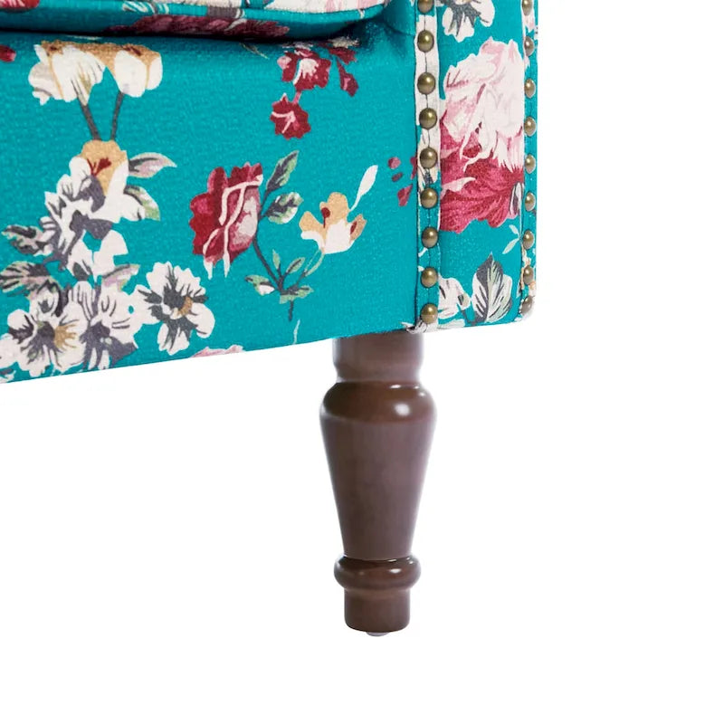 Fauteuil d'appoint à dossier haut avec clous décoratifs et coussin amovible
