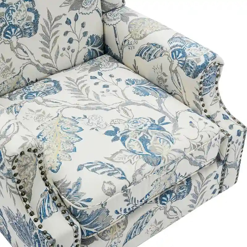 Fauteuil d'appoint à dossier haut avec clous décoratifs et coussin amovible