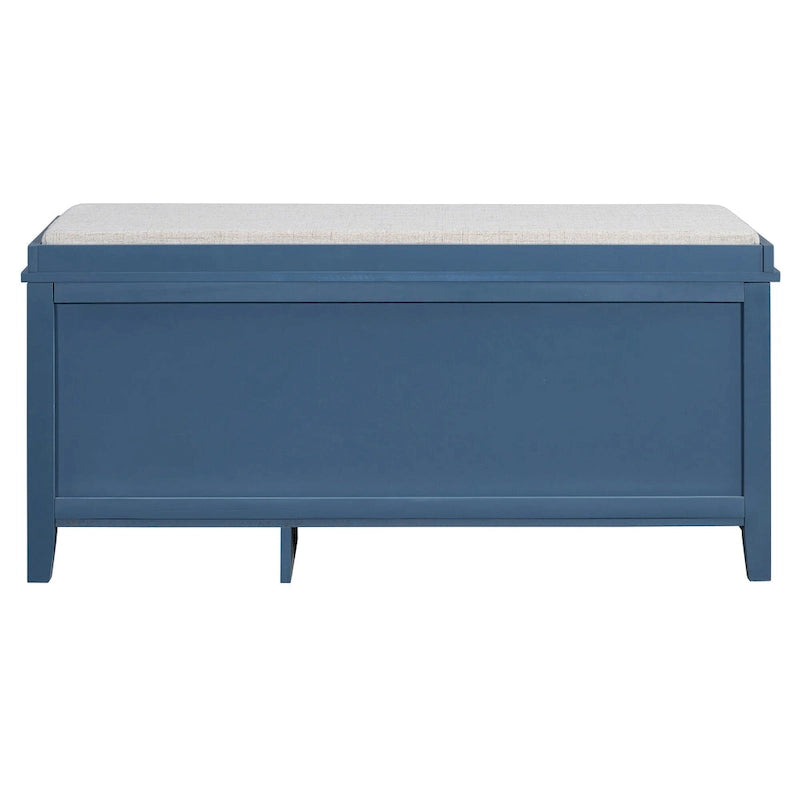 Banc à chaussures d'entrée avec portes en rotin, coussin et tiroirs de rangement