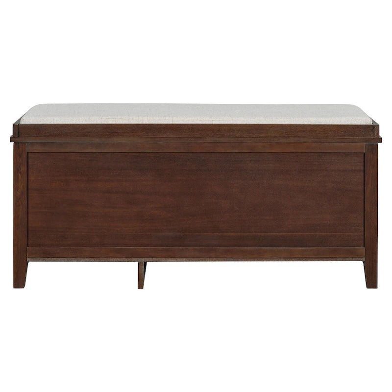 Banc à chaussures d'entrée avec portes en rotin, coussin et tiroirs de rangement