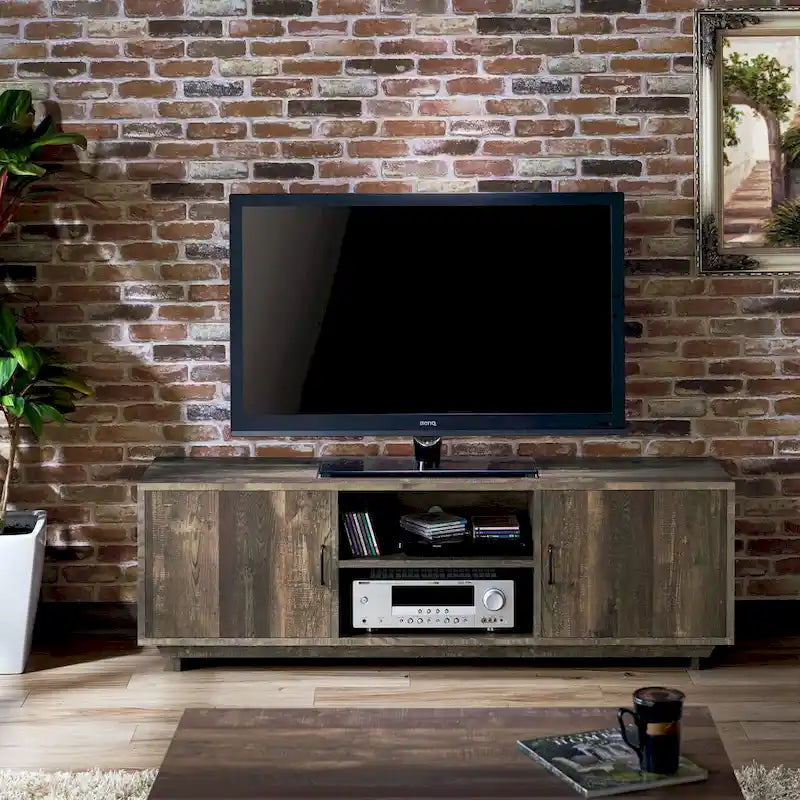 Meuble TV rustique en chêne de 63 pouces