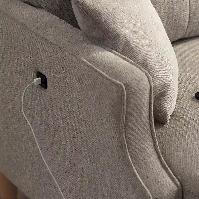 Canapé deux places du milieu du siècle avec ports de chargement USB