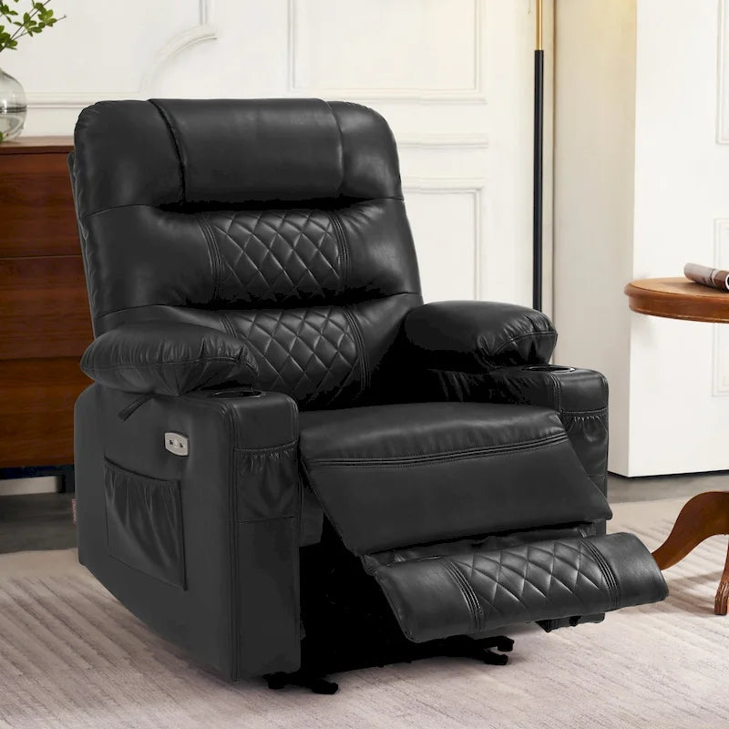 Fauteuil inclinable électrique avec fonction chaleur, massage et repose-pieds étendu