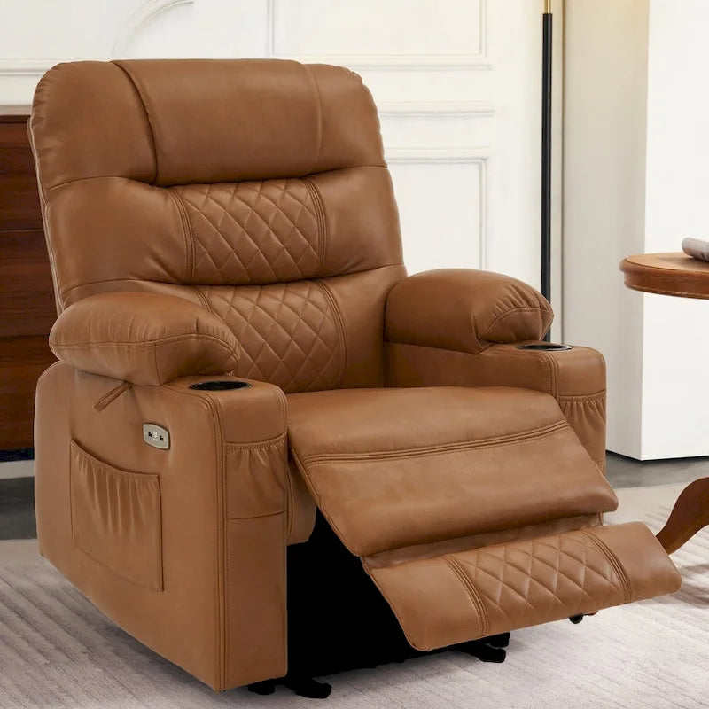 Fauteuil inclinable électrique avec fonction chaleur, massage et repose-pieds étendu