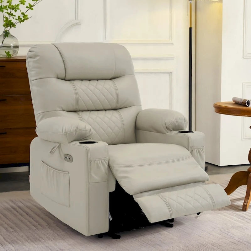Fauteuil inclinable électrique avec fonction chaleur, massage et repose-pieds étendu