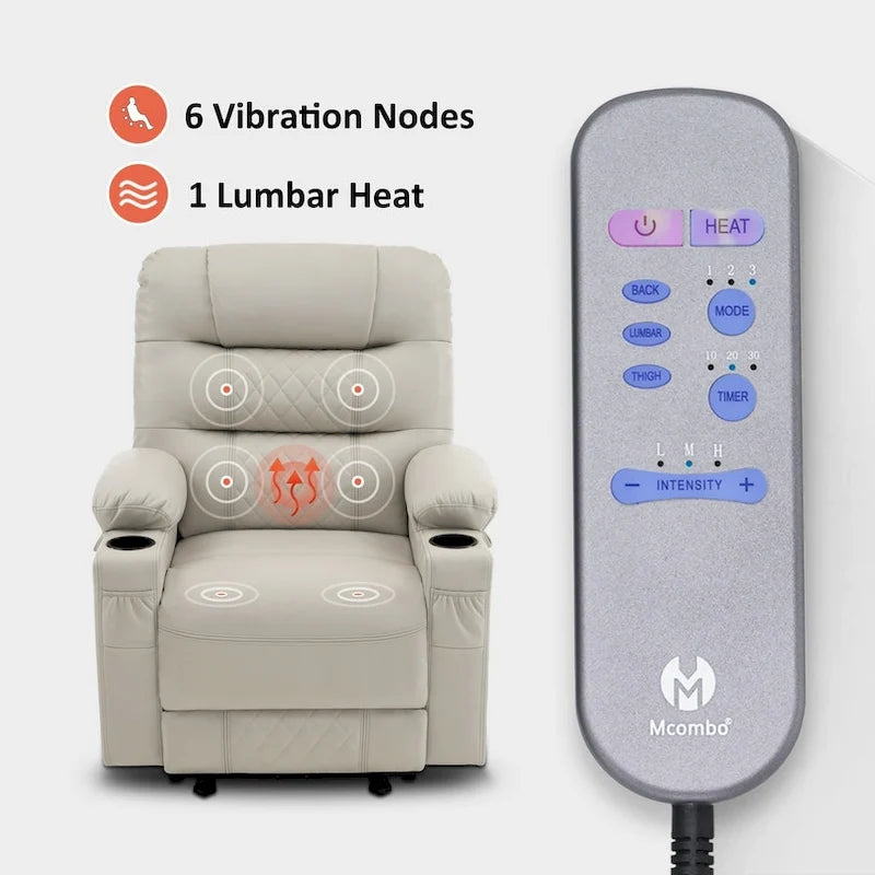 Fauteuil inclinable électrique avec fonction chaleur, massage et repose-pieds étendu