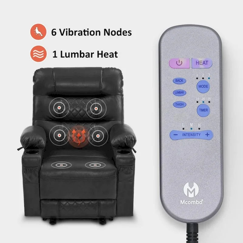 Fauteuil inclinable électrique avec fonction chaleur, massage et repose-pieds étendu