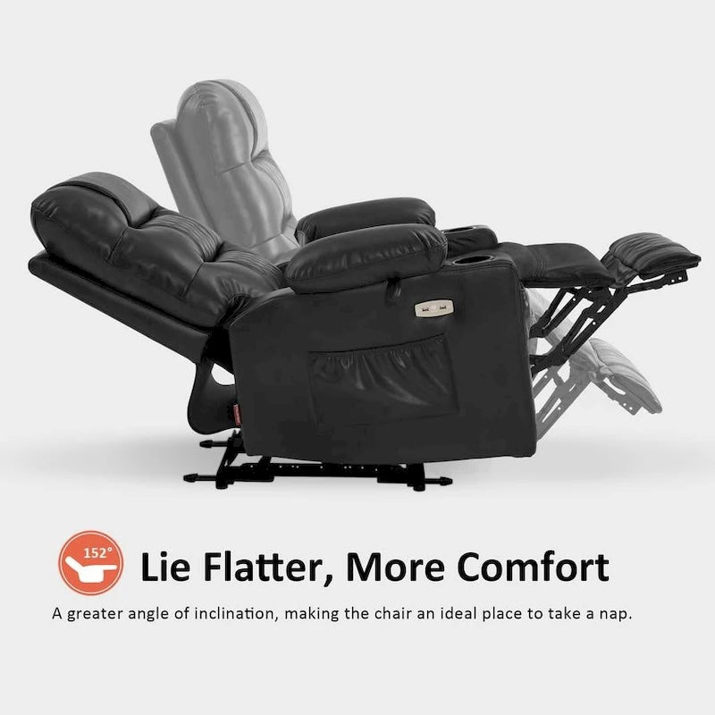 Fauteuil inclinable électrique avec fonction chaleur, massage et repose-pieds étendu