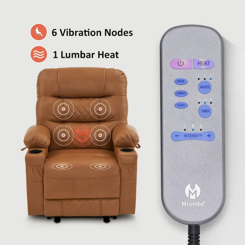 Fauteuil inclinable électrique avec fonction chaleur, massage et repose-pieds étendu