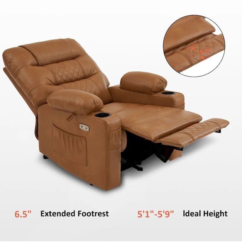 Fauteuil inclinable électrique avec fonction chaleur, massage et repose-pieds étendu