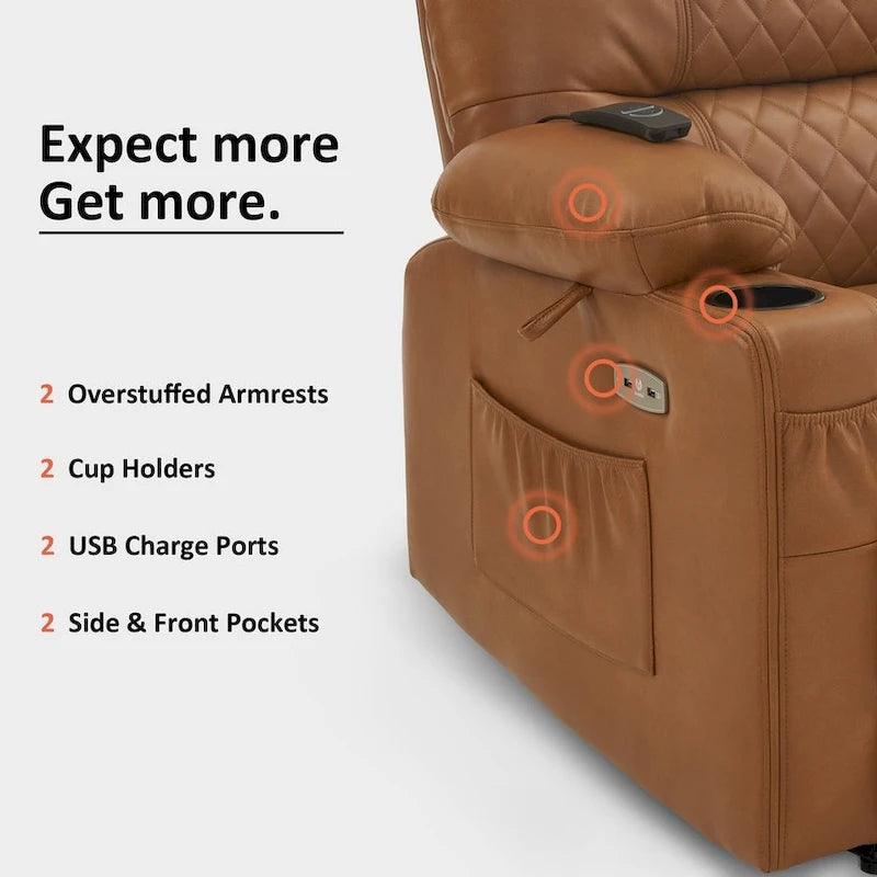 Fauteuil inclinable électrique avec fonction chaleur, massage et repose-pieds étendu