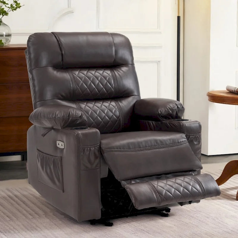 Fauteuil inclinable électrique avec fonction chaleur, massage et repose-pieds étendu