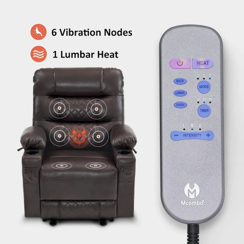Fauteuil inclinable électrique avec fonction chaleur, massage et repose-pieds étendu