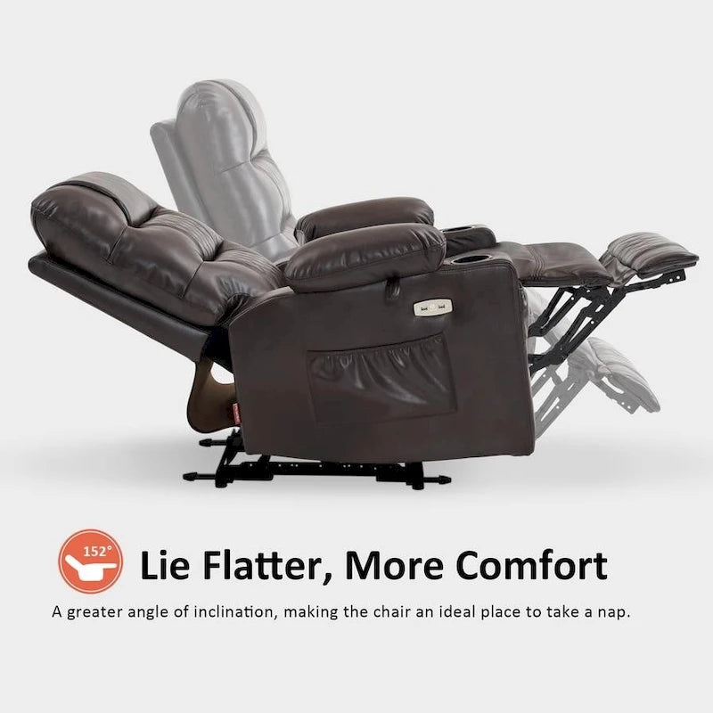 Fauteuil inclinable électrique avec fonction chaleur, massage et repose-pieds étendu