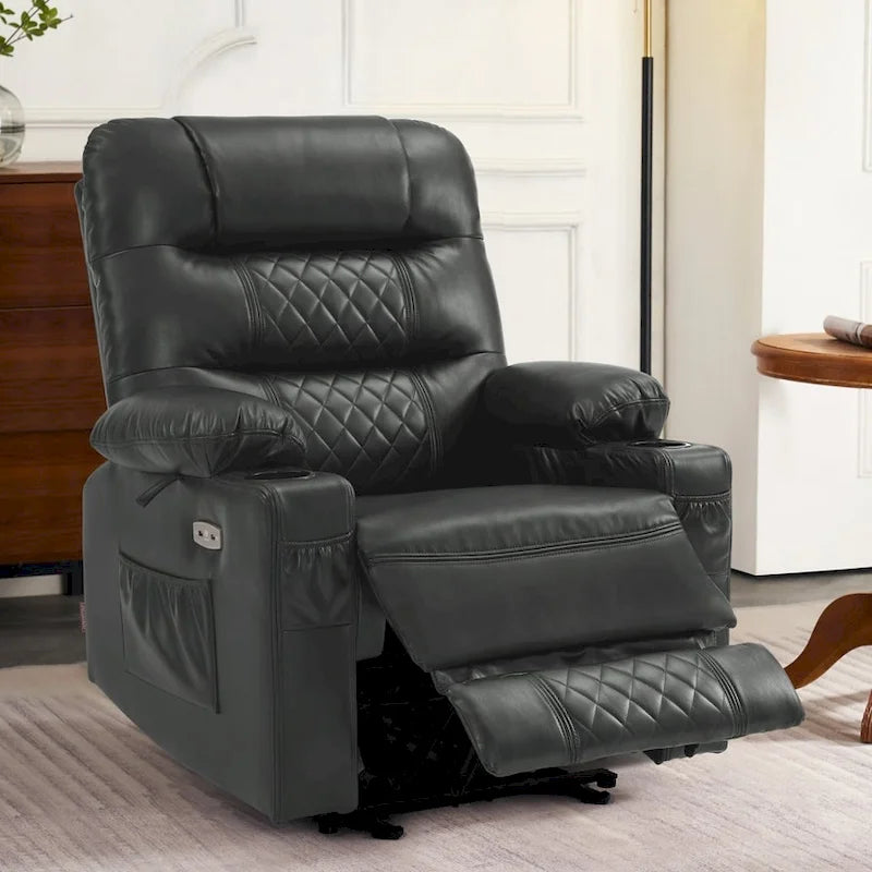Fauteuil inclinable électrique avec fonction chaleur, massage et repose-pieds étendu