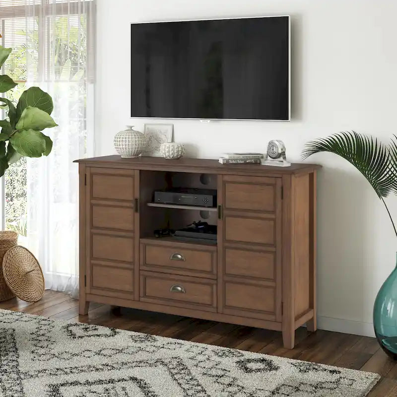 Meuble TV en bois massif de 54 pouces