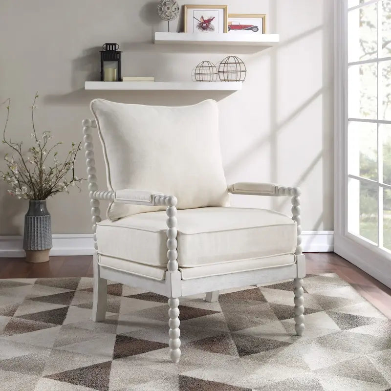 Fauteuil d'appoint Spindle avec cadre en bois massif et coussin réversible