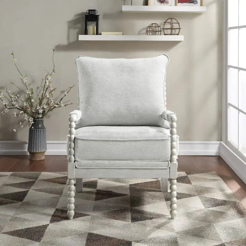 Fauteuil d'appoint Spindle avec cadre en bois massif et coussin réversible