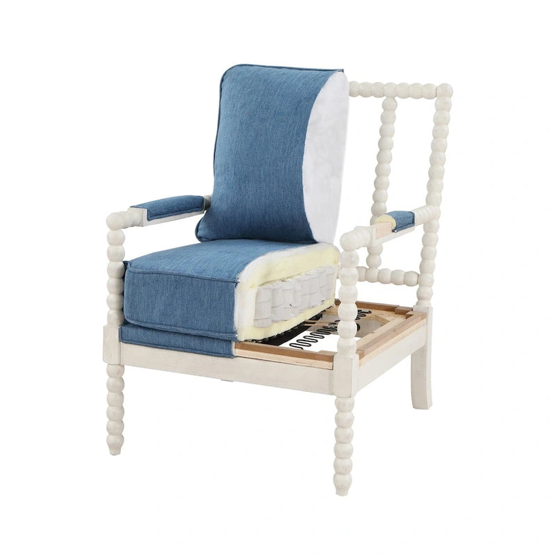 Fauteuil d'appoint Spindle avec cadre en bois massif et coussin réversible