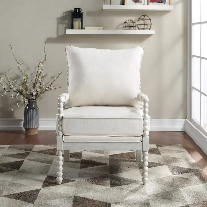 Fauteuil d'appoint Spindle avec cadre en bois massif et coussin réversible