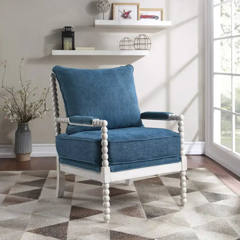 Fauteuil d'appoint Spindle avec cadre en bois massif et coussin réversible