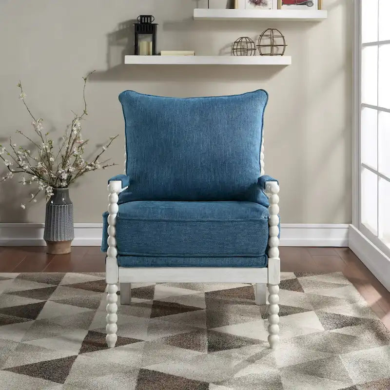 Fauteuil d'appoint Spindle avec cadre en bois massif et coussin réversible