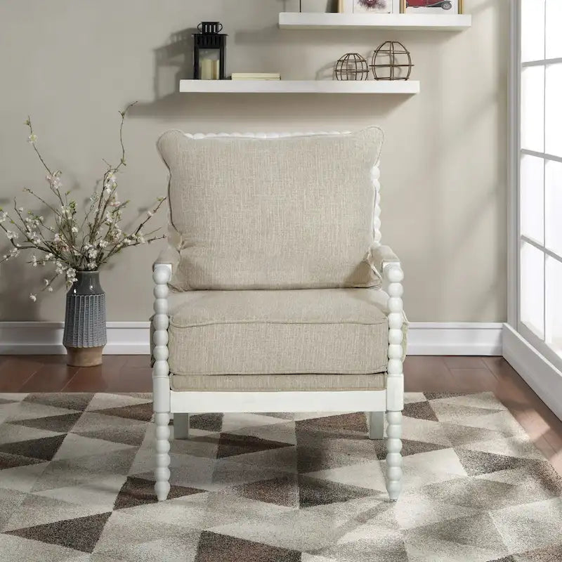 Fauteuil d'appoint Spindle avec cadre en bois massif et coussin réversible