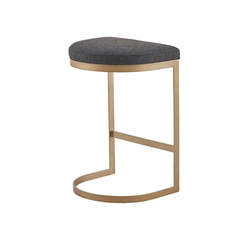 Tabouret de comptoir rembourré sans dossier avec base en or antique