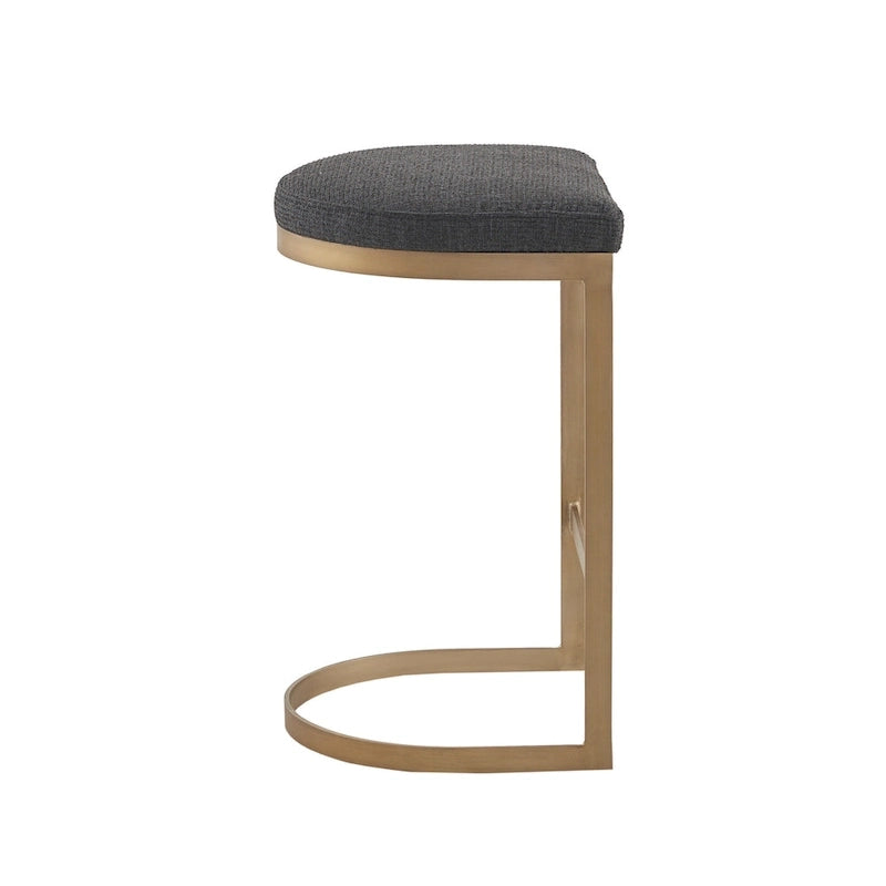 Tabouret de comptoir rembourré sans dossier avec base en or antique