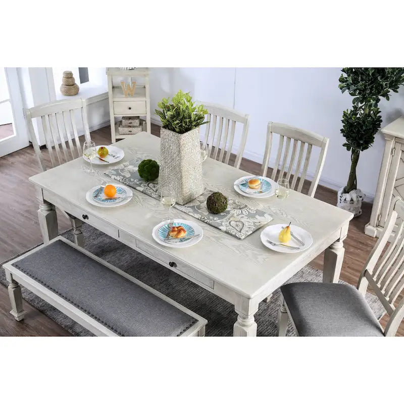 Table à manger en bois massif de 183 cm avec pieds sabre | 4 à 6 places