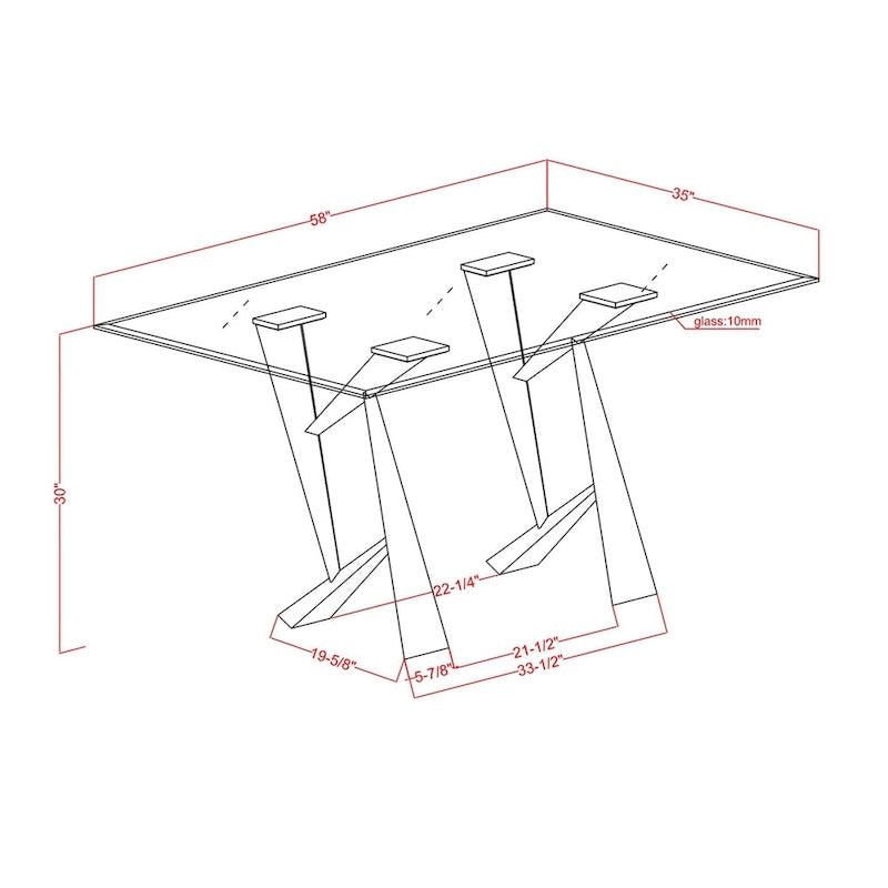 Table à manger moderne de 147 cm en verre trempé avec base sculpturale en acier noir