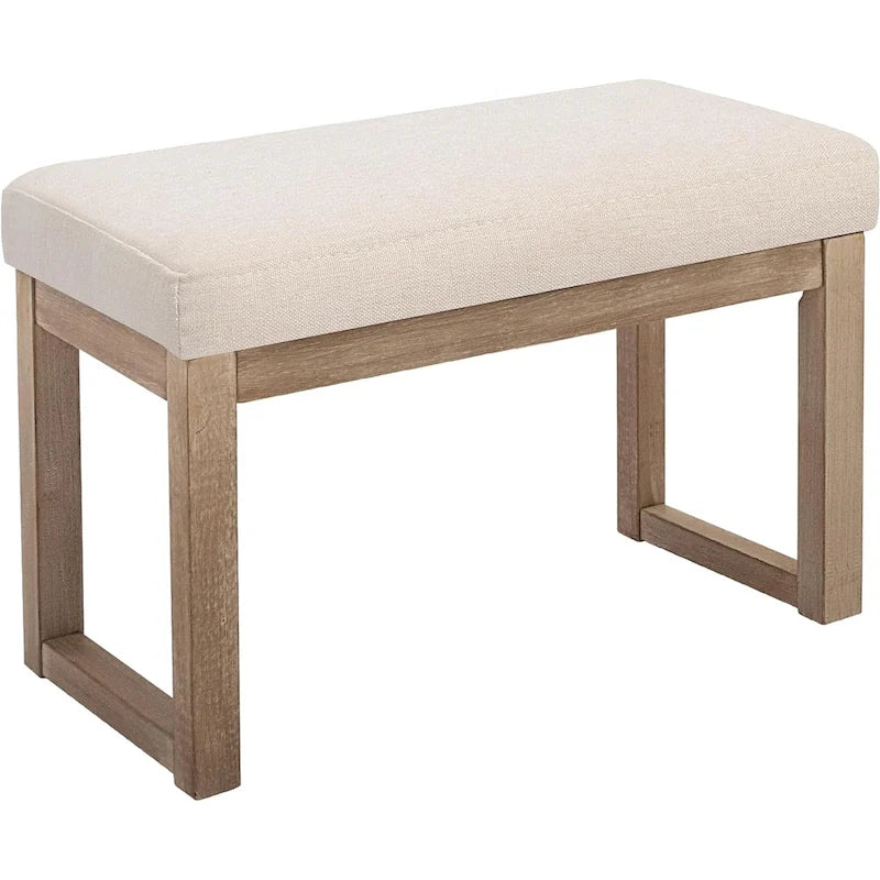 Banc pouf rembourré carré avec pieds en bois massif | Repose-pieds polyvalent