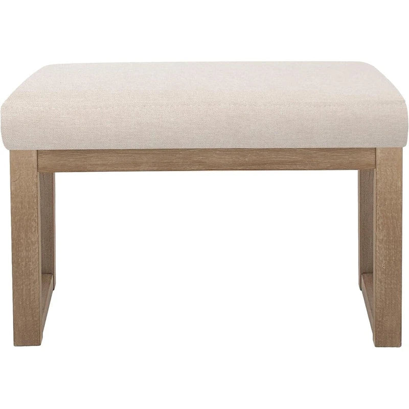 Banc pouf rembourré carré avec pieds en bois massif | Repose-pieds polyvalent