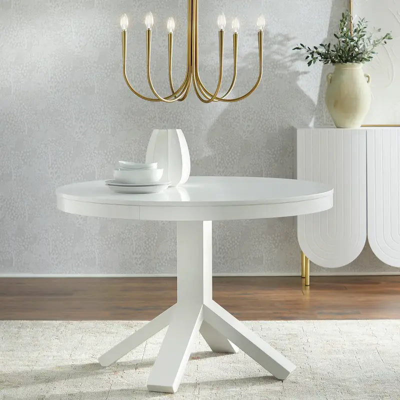 Table de salle à manger ronde de style campagnard avec pied central | 114 cm