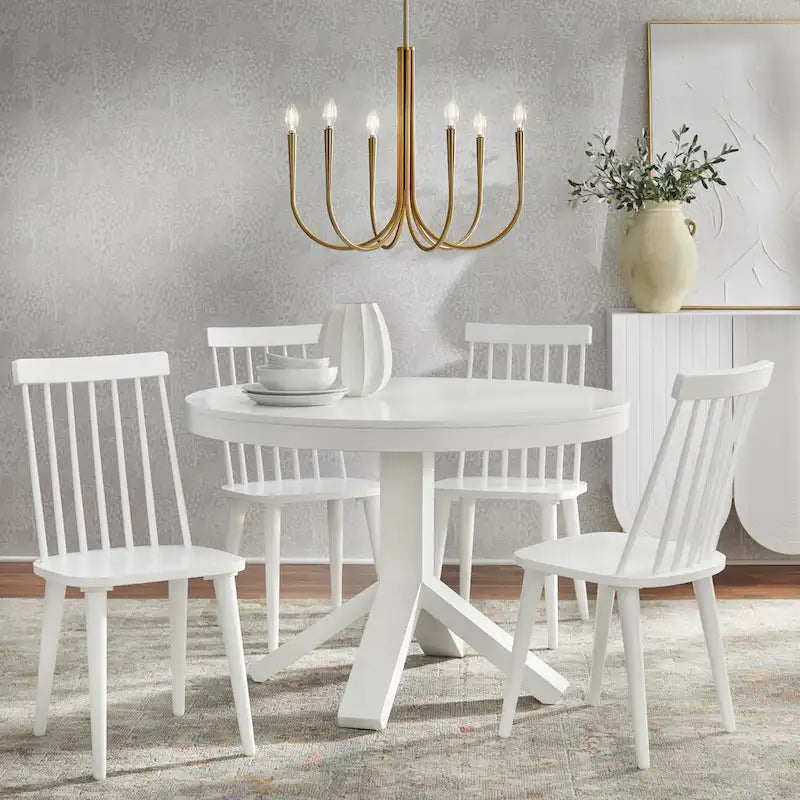 Table de salle à manger ronde de style campagnard avec pied central | 114 cm