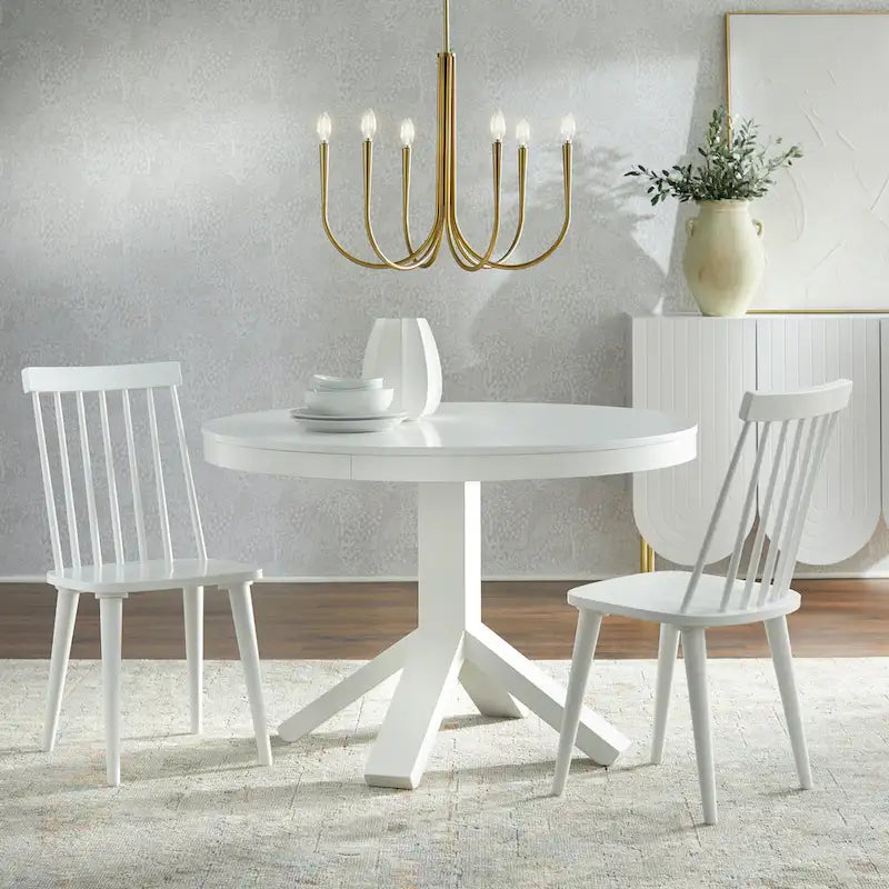 Table de salle à manger ronde de style campagnard avec pied central | 114 cm