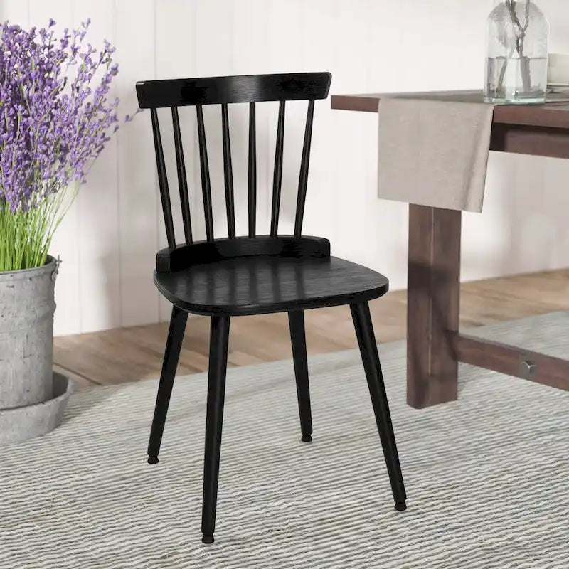 Chaises de salle à manger Windsor en bois massif à dossier à barreaux