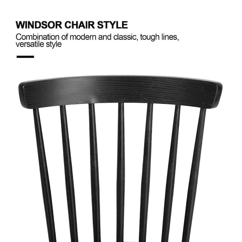 Chaises de salle à manger Windsor en bois massif à dossier à barreaux