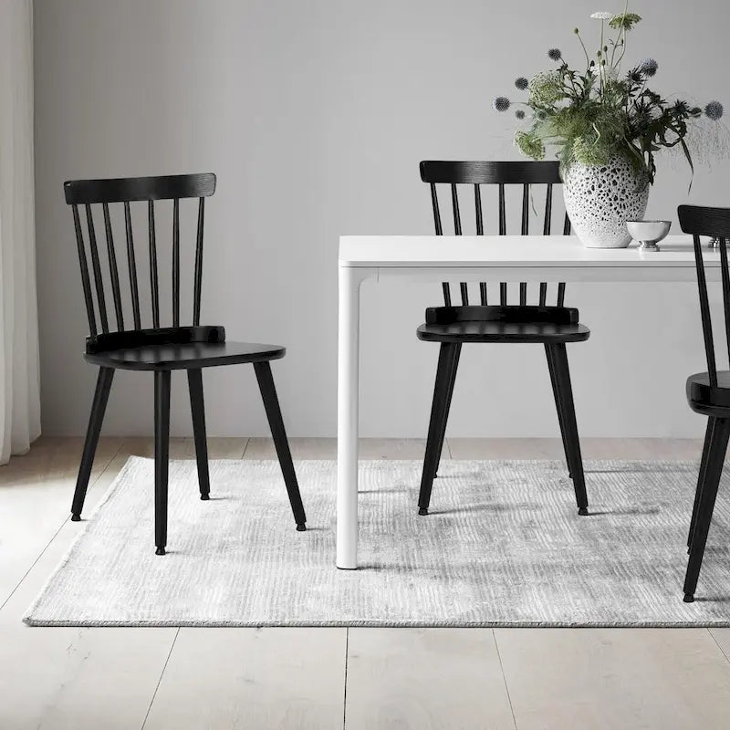 Chaises de salle à manger Windsor en bois massif à dossier à barreaux