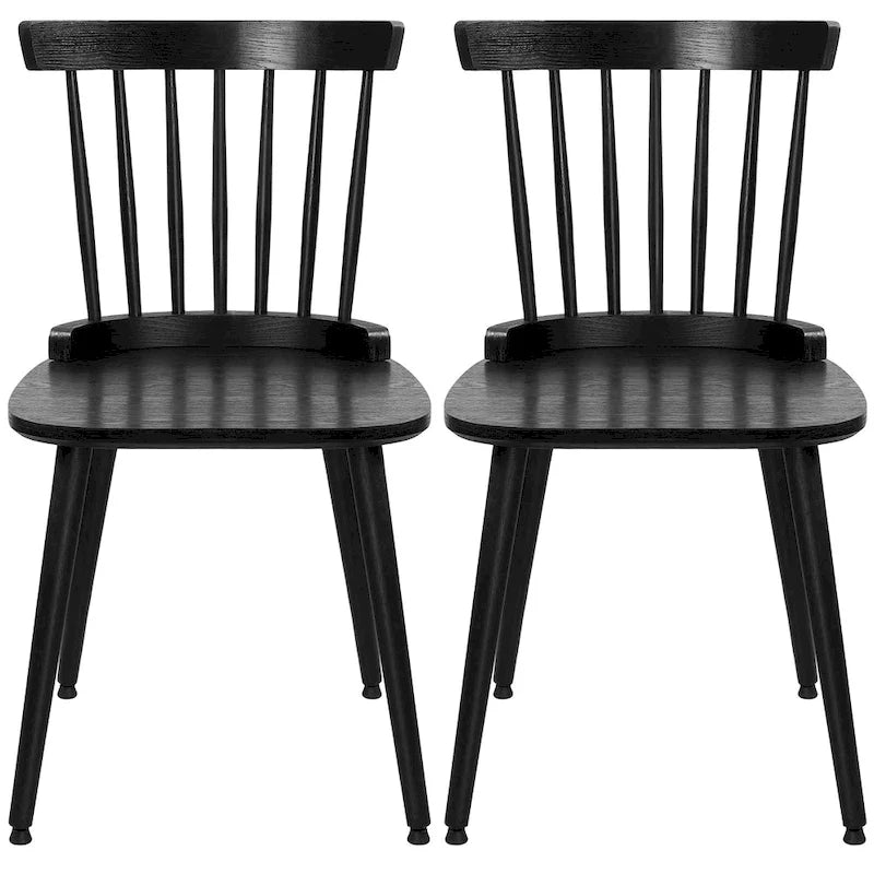 Chaises de salle à manger Windsor en bois massif à dossier à barreaux