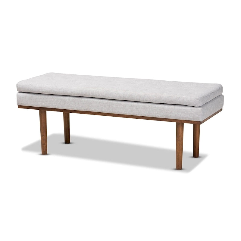 Banc capitonné Mid-Century avec pieds fuselés