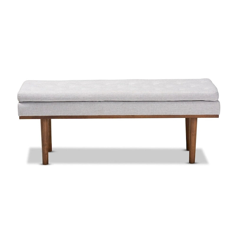 Banc capitonné Mid-Century avec pieds fuselés